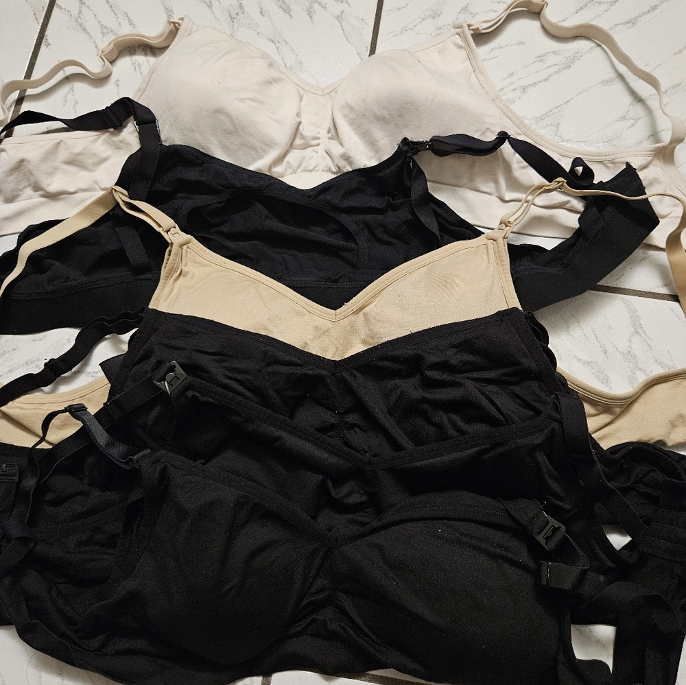 Six XL Nursing Bras Beige, Black New and Used